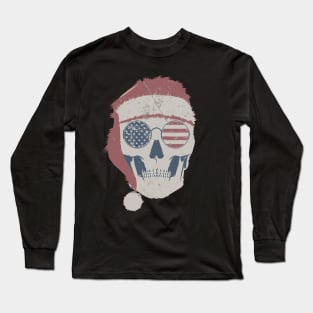 Vintage American Skull Santa Hat Christmas Long Sleeve T-Shirt